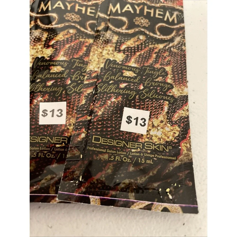 5 Designer Skin Mayhem Tingle Bronzer Tanning Lotion Packets
